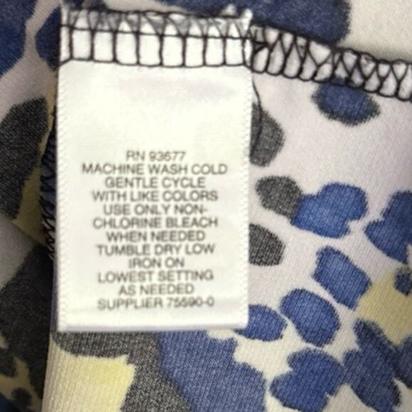 Liz Claiborne Leopard Print Blouse Petite Small, Blue, Yellow, Black - Picture 5 of 6